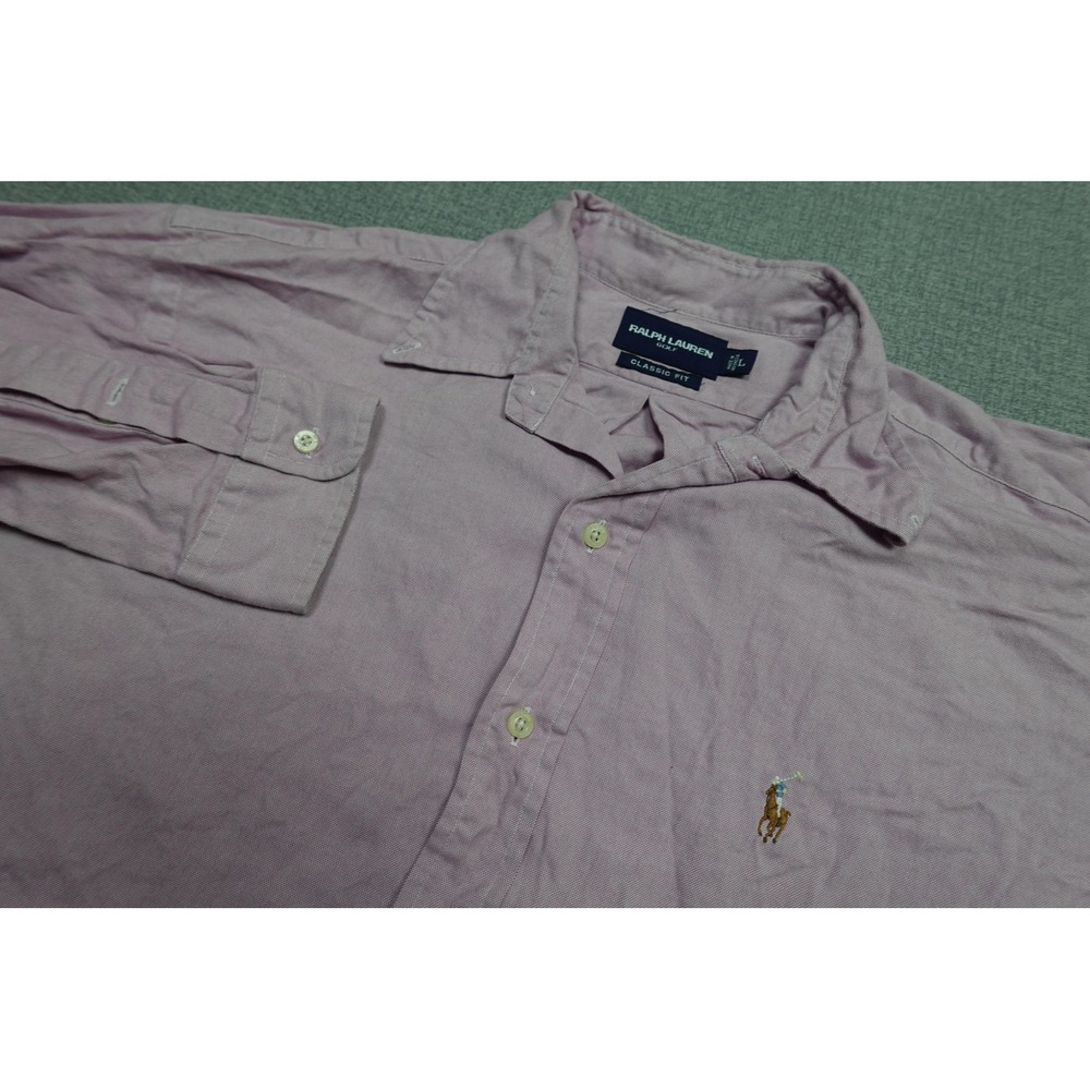 Polo Ralph Lauren Dress Shirt Mens Large Purple Long Sleeve Button Down Preppy